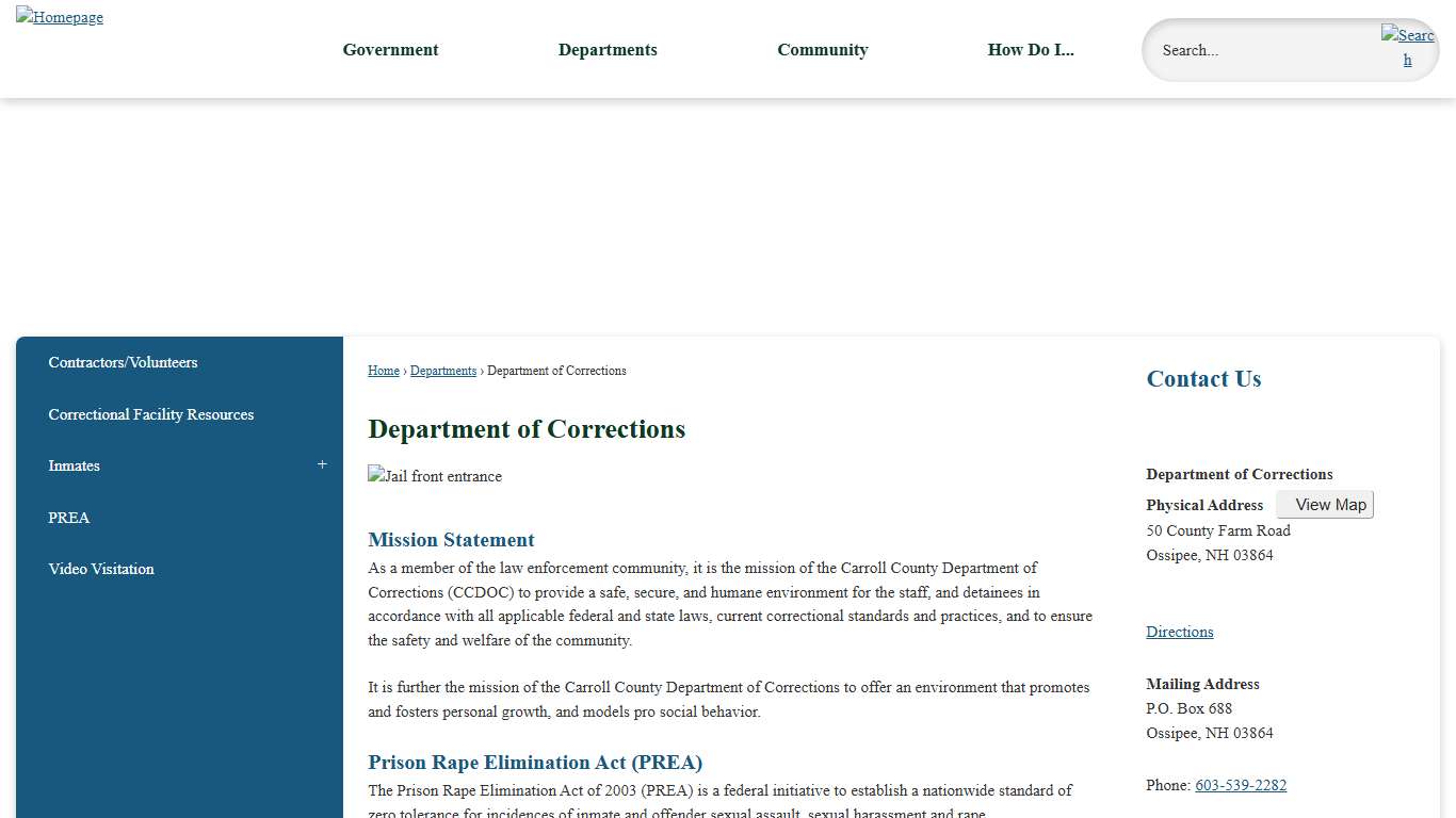 Department of Corrections | Carroll County, NH