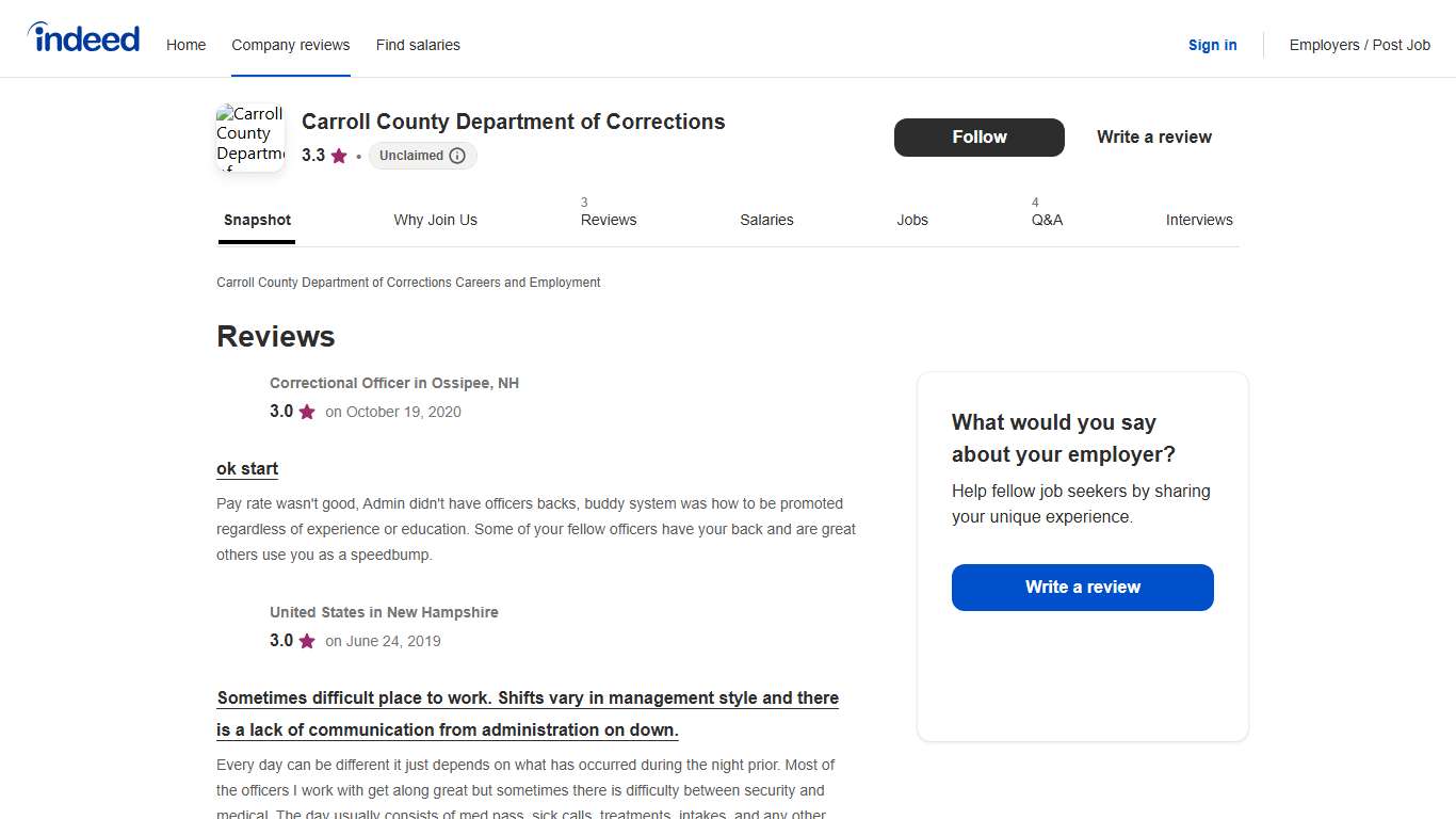 Carroll County Department of Corrections Careers and Employment | Indeed.com