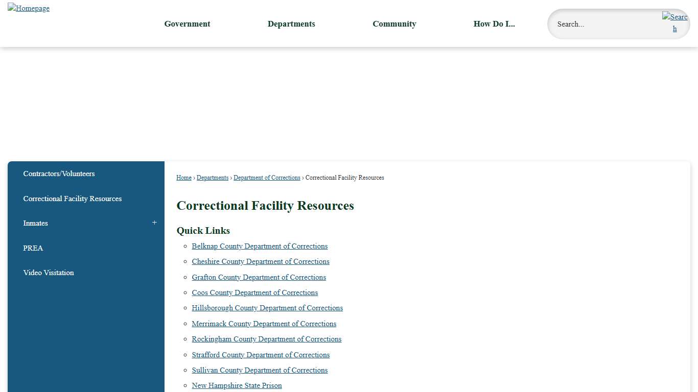 Correctional Facility Resources | Carroll County, NH